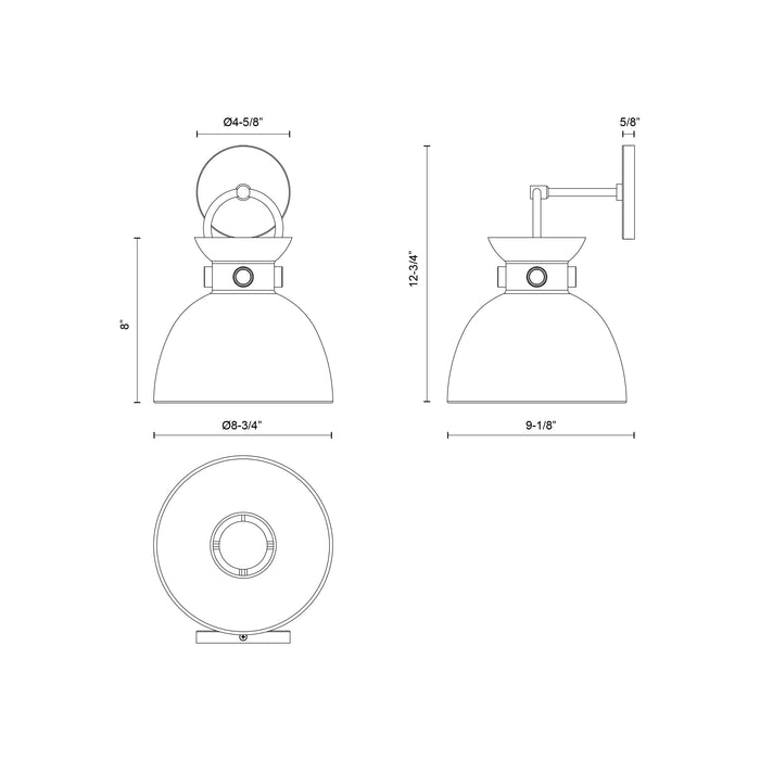 Waldo One Light Wall Sconce Aged Gold-Sconces-Alora-Lighting Design Store