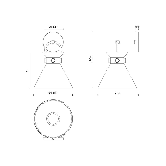 Emerson One Light Wall Sconce Aged Gold-Sconces-Alora-Lighting Design Store