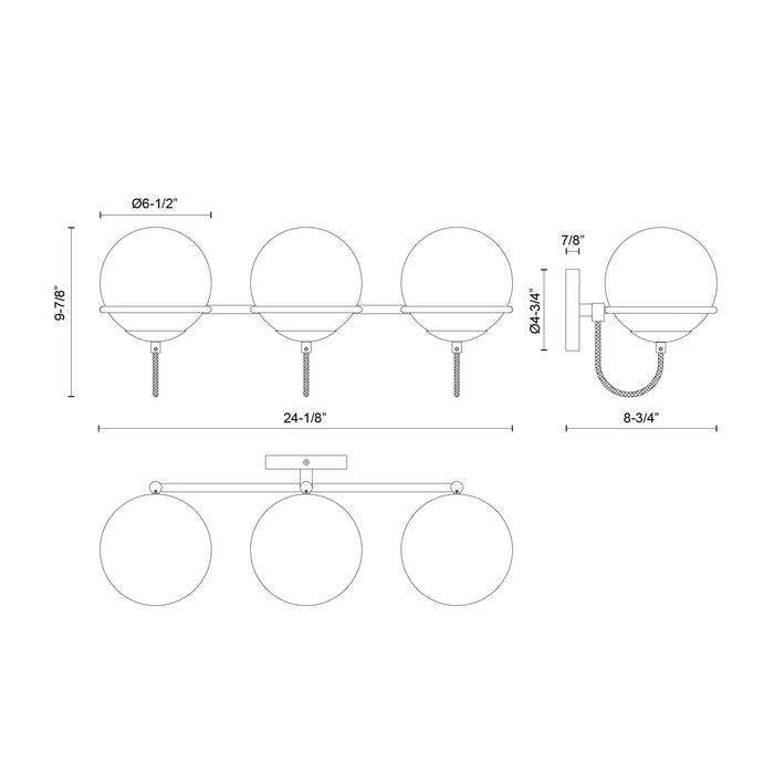 Alba Three Light Wall Vanity Aged Gold/Opal Glass-Bathroom Fixtures-Alora-Lighting Design Store
