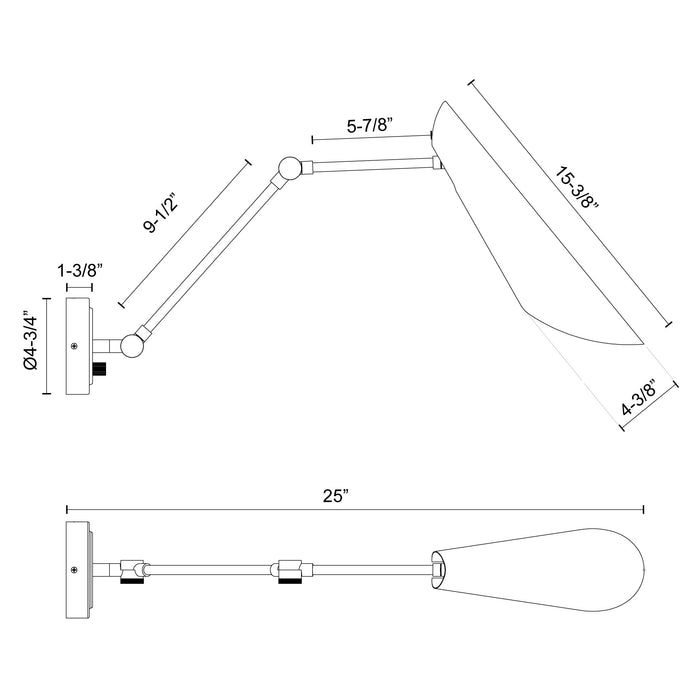 Gabriel One Light Vanity Aged Gold/Matte Black-Lamps-Alora-Lighting Design Store