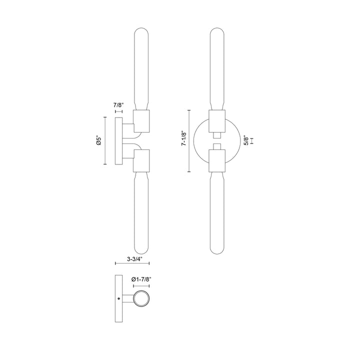 Claire Two Light Wall Sconce Matte Black-Sconces-Alora-Lighting Design Store