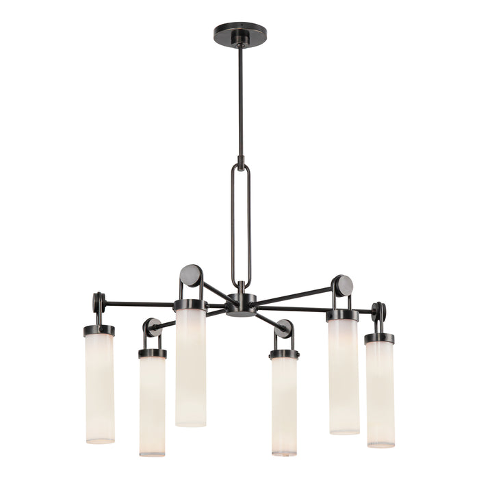Wynwood Six Light Chandelier Urban Bronze/Glossy Opal-Mid. Chandeliers-Alora-Lighting Design Store
