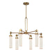 Wynwood Six Light Chandelier Vintage Brass/Glossy Opal-Mid. Chandeliers-Alora-Lighting Design Store