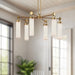 Wynwood Six Light Chandelier Vintage Brass/Glossy Opal-Mid. Chandeliers-Alora-Lighting Design Store