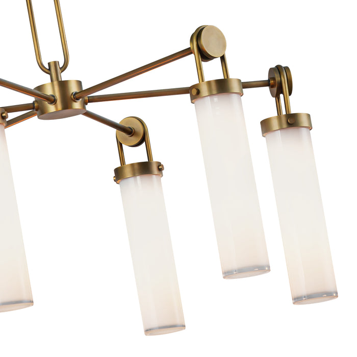 Wynwood Six Light Chandelier Vintage Brass/Glossy Opal-Mid. Chandeliers-Alora-Lighting Design Store