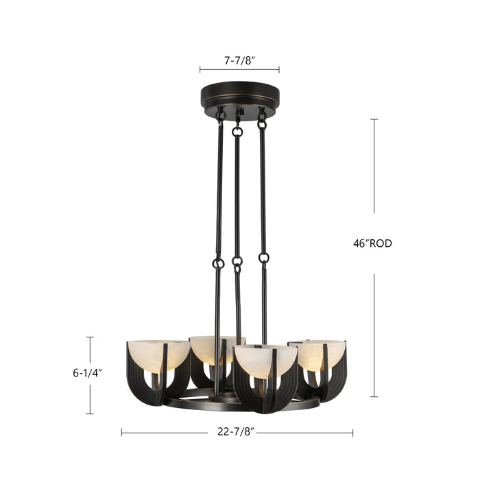 Wynwood Six Light Chandelier Vintage Brass/Glossy Opal-Mid. Chandeliers-Alora-Lighting Design Store