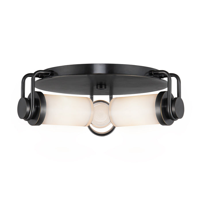 Wynwood Three Light Flush Mount Urban Bronze/Glossy Opal-Flush Mounts-Alora-Lighting Design Store