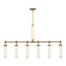 Wynwood Six Light Linear Pendant Vintage Brass/Glossy Opal-Linear/Island-Alora-Lighting Design Store