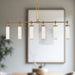 Wynwood Six Light Linear Pendant Vintage Brass/Glossy Opal-Linear/Island-Alora-Lighting Design Store