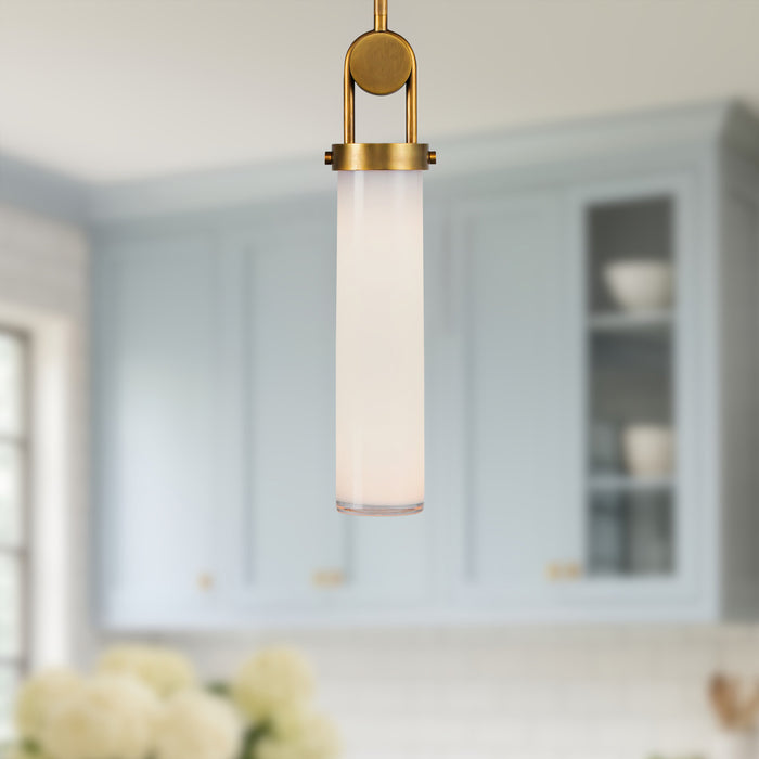 Wynwood One Light Pendant Vintage Brass/Glossy Opal-Mini Pendants-Alora-Lighting Design Store