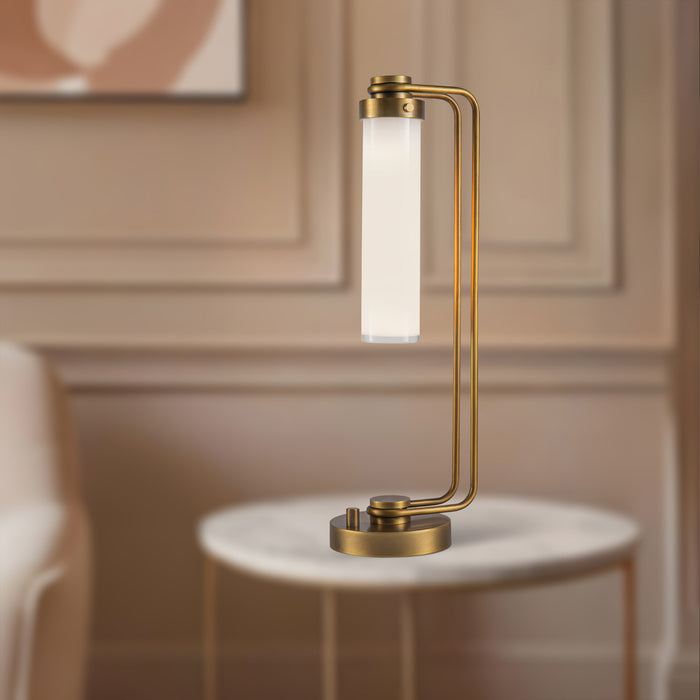 Wynwood One Light Table Lamp Vintage Brass/Glossy Opal-Lamps-Alora-Lighting Design Store