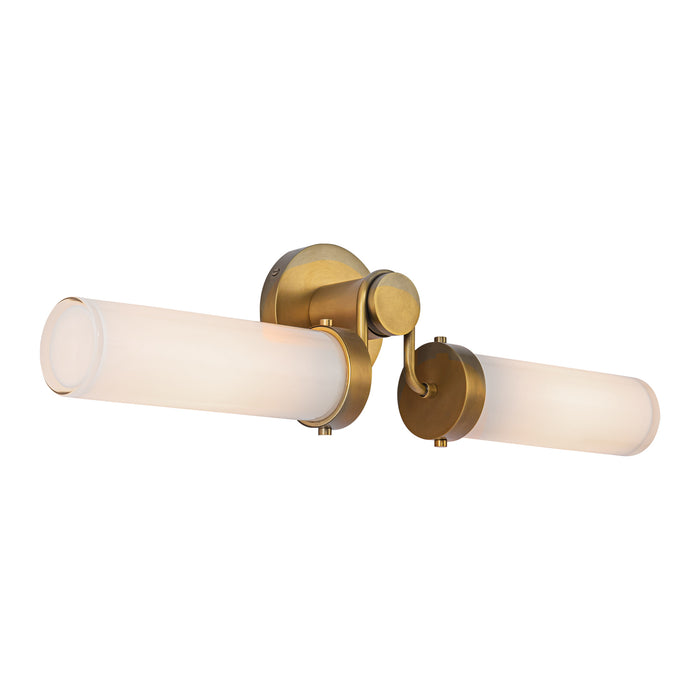 Wynwood Two Light Vanity Vintage Brass/Glossy Opal-Bathroom Fixtures-Alora-Lighting Design Store