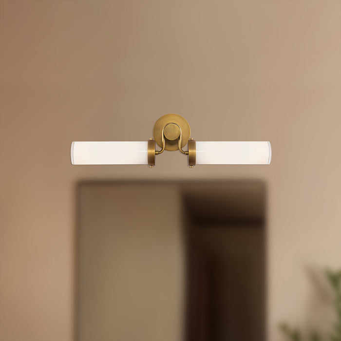 Wynwood Two Light Vanity Vintage Brass/Glossy Opal-Bathroom Fixtures-Alora-Lighting Design Store