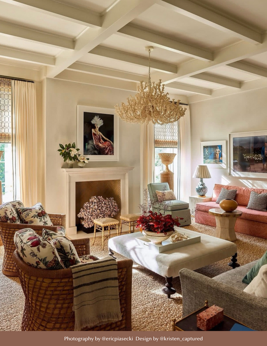 Seychelles Five Light Chandelier Off-White-Large Chandeliers-Palecek-Lighting Design Store