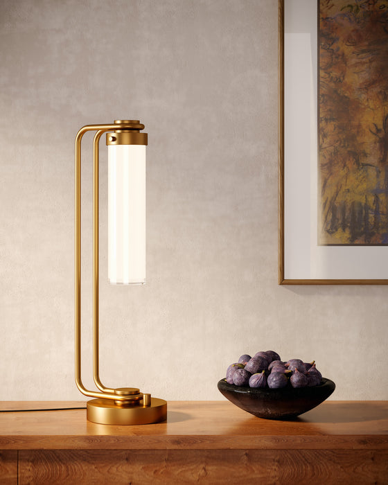 Wynwood One Light Table Lamp Vintage Brass/Glossy Opal-Lamps-Alora-Lighting Design Store