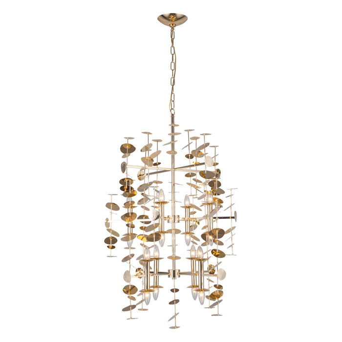 Yukari 16 Light Chandelier Polished Brass-Large Chandeliers-Alora-Lighting Design Store