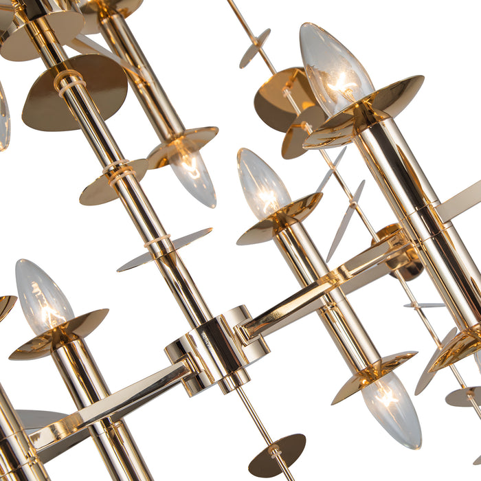 Yukari 16 Light Chandelier Polished Brass-Large Chandeliers-Alora-Lighting Design Store