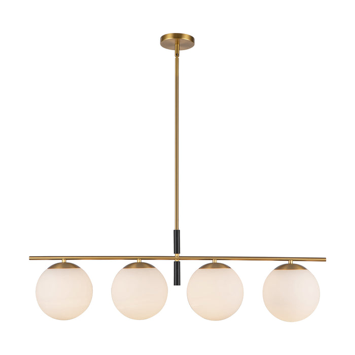 Zuri Four Light Linear Pendant Brushed Gold/Opal Glass-Linear/Island-Alora-Lighting Design Store