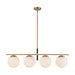 Zuri Four Light Linear Pendant Brushed Gold/Opal Glass-Linear/Island-Alora-Lighting Design Store