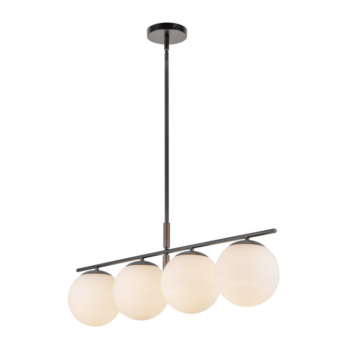 Zuri Four Light Linear Pendant Matte Black/Opal Glass-Linear/Island-Alora-Lighting Design Store