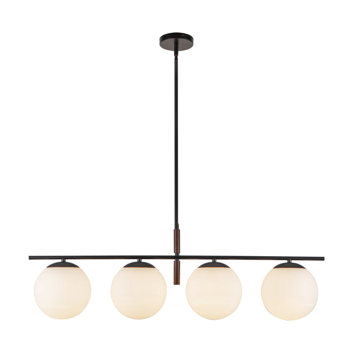 Zuri Four Light Linear Pendant Matte Black/Opal Glass-Linear/Island-Alora-Lighting Design Store