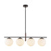 Zuri Four Light Linear Pendant Matte Black/Opal Glass-Linear/Island-Alora-Lighting Design Store