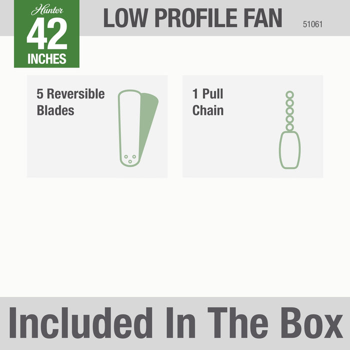 Low Profile 42" Ceiling Fan-Fans-Hunter-Lighting Design Store