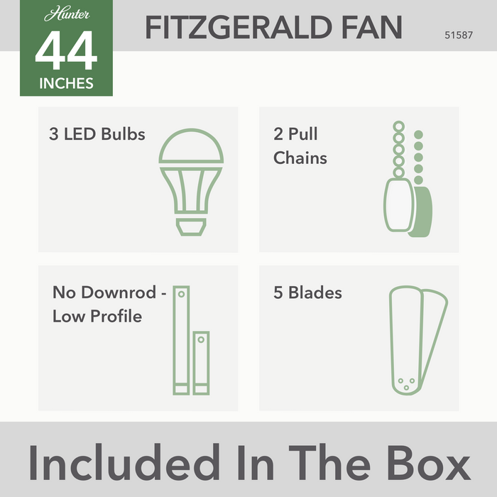 Fitzgerald 44" Ceiling Fan-Fans-Hunter-Lighting Design Store