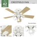 Crestfield 42" Ceiling Fan-Fans-Hunter-Lighting Design Store