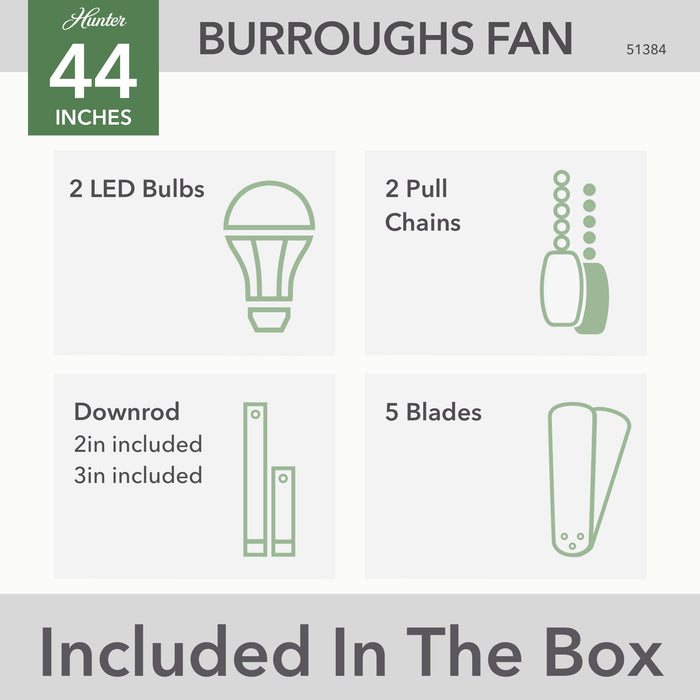 Burroughs 44" Ceiling Fan-Fans-Hunter-Lighting Design Store