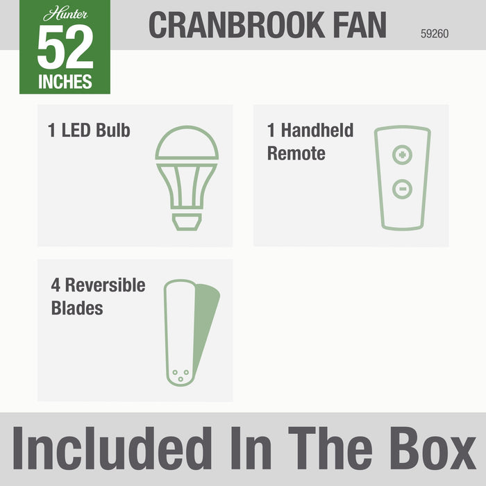 Cranbrook 52" Ceiling Fan-Fans-Hunter-Lighting Design Store