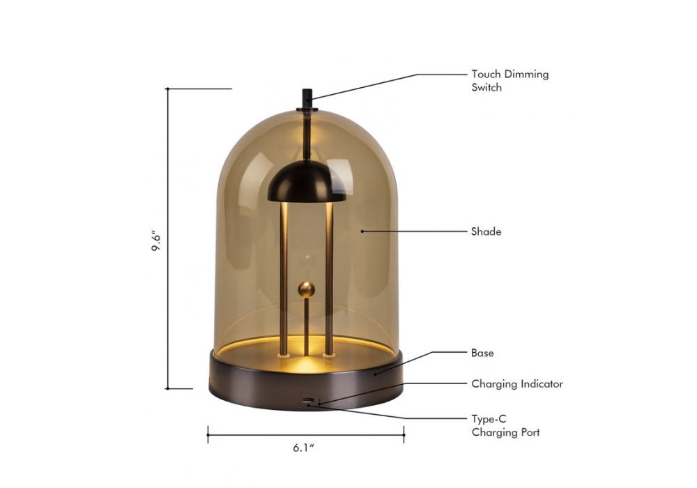 Tubicen - T140001 - Amber Table Lamp - Black Bronze