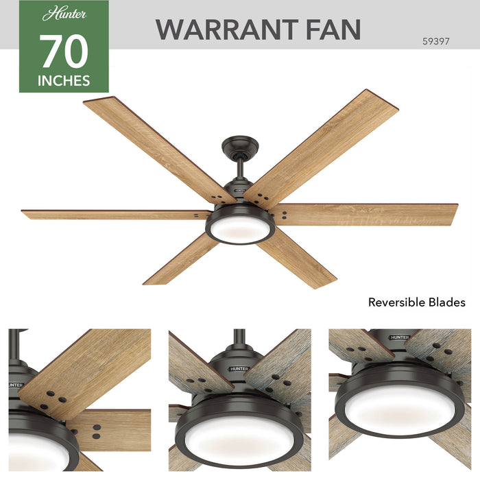 Warrant 70" Ceiling Fan-Fans-Hunter-Lighting Design Store