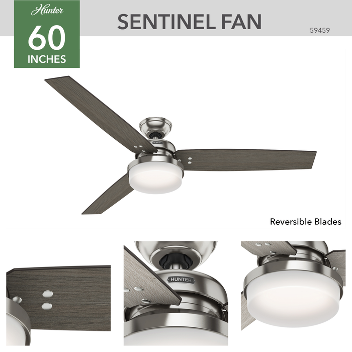 Sentinel 60" Ceiling Fan-Fans-Hunter-Lighting Design Store