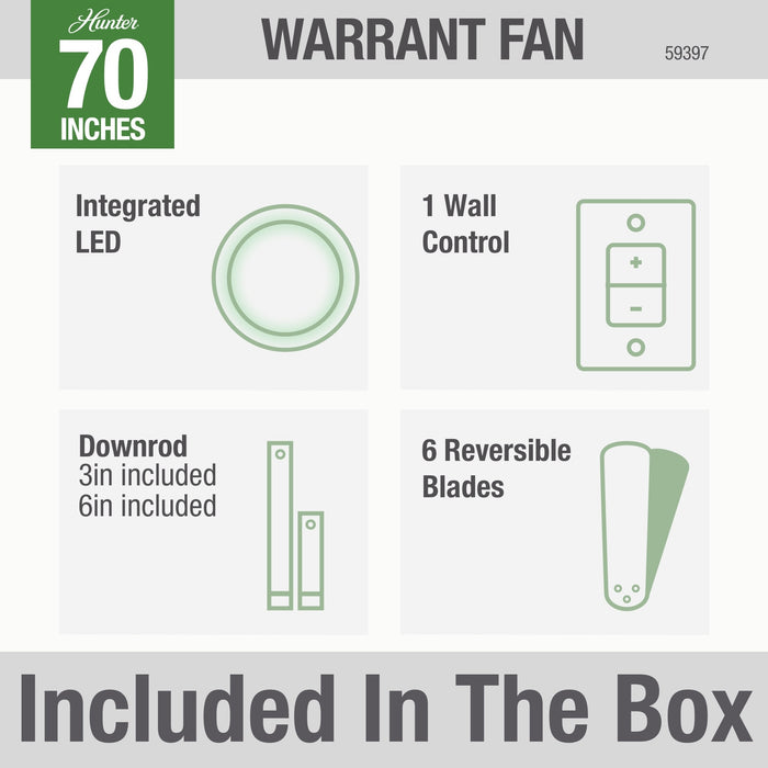 Warrant 70" Ceiling Fan-Fans-Hunter-Lighting Design Store