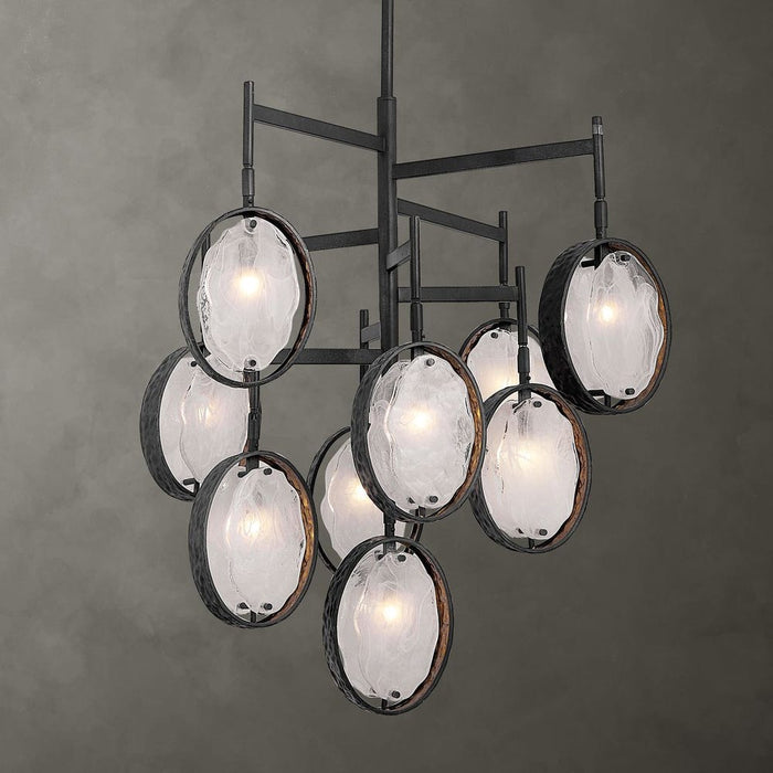 Maxin Nine Light Chandelier Dark Hammered Bronze-Mid. Chandeliers-Uttermost-Lighting Design Store