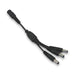Black multi-plug cable on a white background