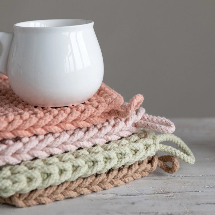 Blush Cotton Crocheted Potholder-Home Accents-Creative Co-Op-Lighting Design Store