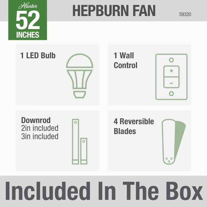 Hepburn 52" Ceiling Fan-Fans-Hunter-Lighting Design Store