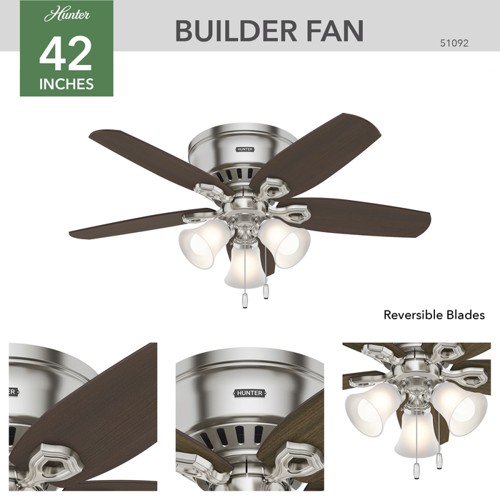 Builder 42" Ceiling Fan-Fans-Hunter-Lighting Design Store