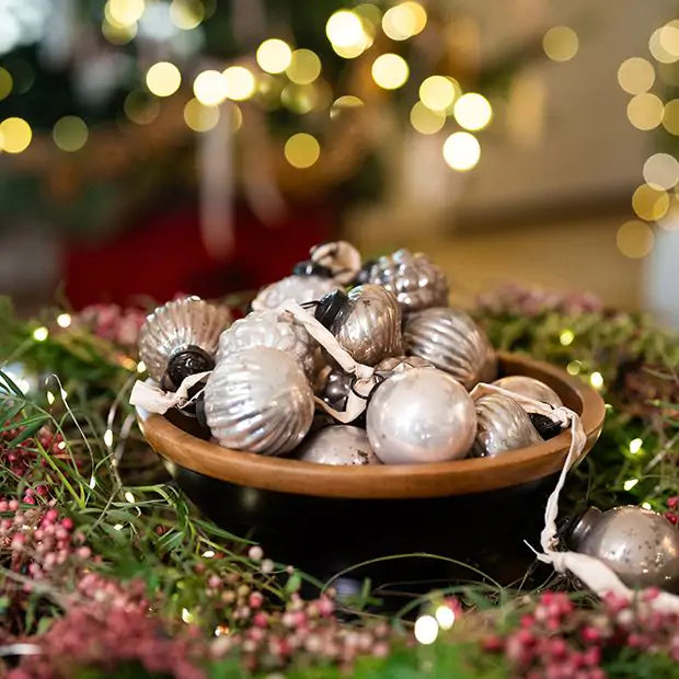 72"L Etched Mercury Glass Ball Ornament Garland w/ Snowflakes, Antique Gold Finish-Home Accents-Creative Co-op-Lighting Design Store