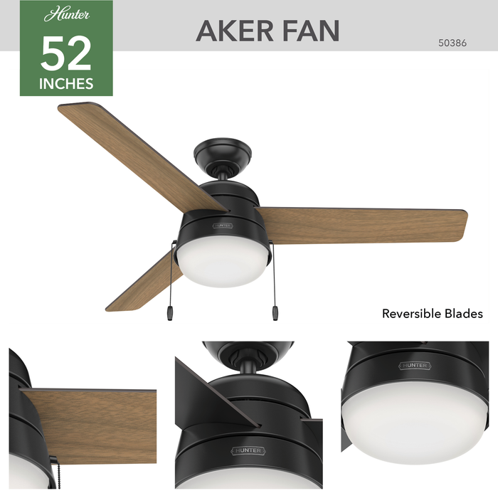 Aker 52" Ceiling Fan-Fans-Hunter-Lighting Design Store