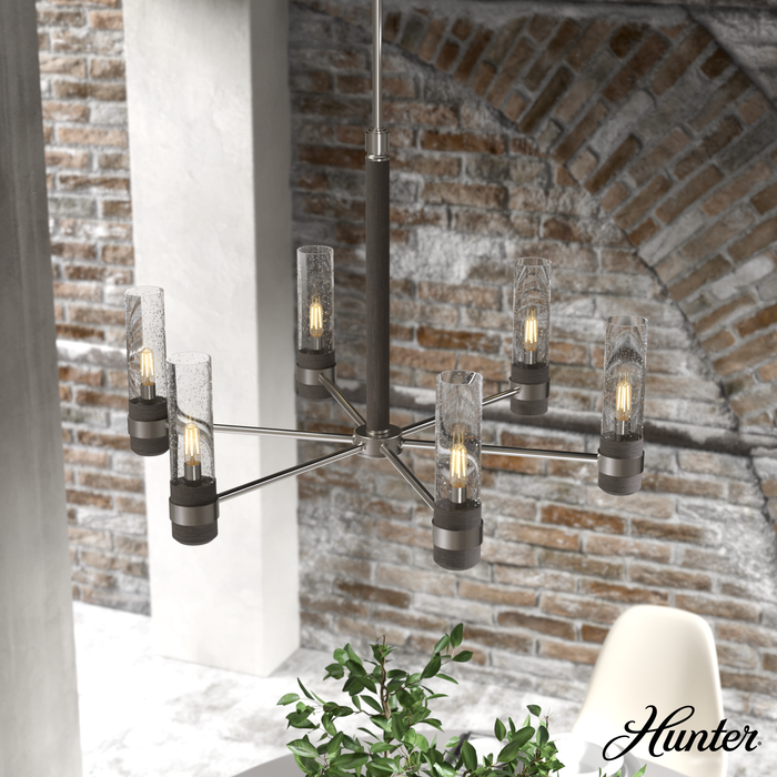 River Mill Chandelier-Mid. Chandeliers-Hunter-Lighting Design Store