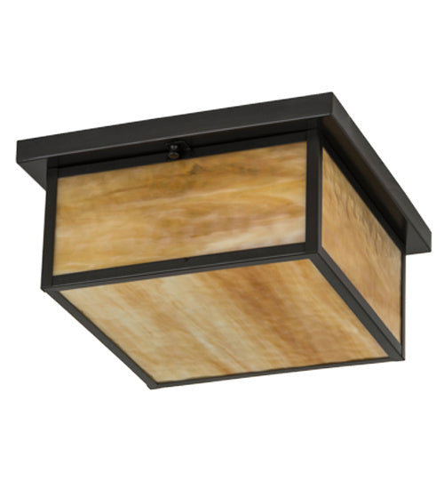 Meyda Tiffany - 4818 - Two Light Flushmount - Hyde Park - Craftsman Brown