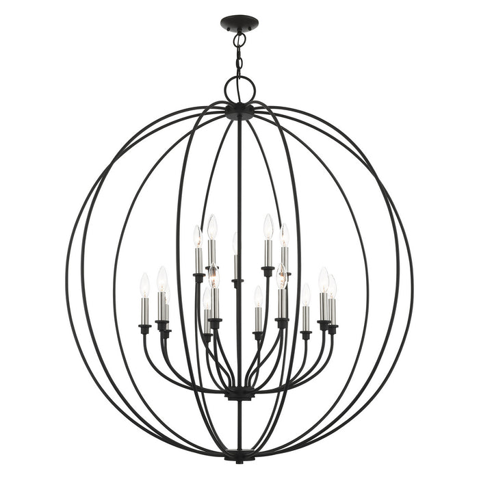 Livex Lighting - 46690-04 - 15 Light Chandelier - Milania - Black w/ Brushed Nickels
