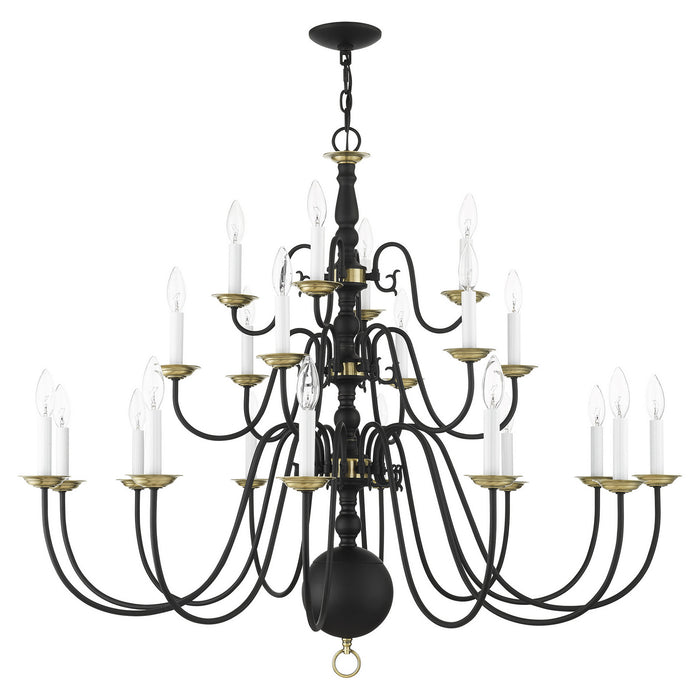 Livex Lighting - 5015-04 - 22 Light Chandelier - Williamsburg - Black w/ Antique Brasss