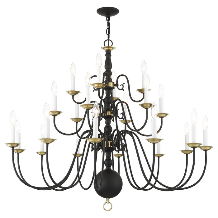 Livex Lighting - 5015-04 - 22 Light Chandelier - Williamsburg - Black w/ Antique Brasss