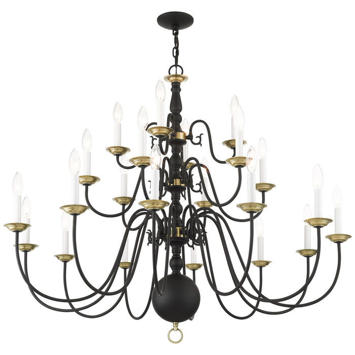 Livex Lighting - 5015-04 - 22 Light Chandelier - Williamsburg - Black w/ Antique Brasss