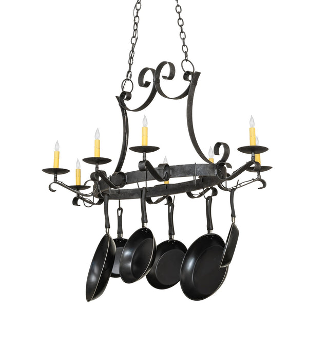 Meyda Tiffany - 188401 - Eight Light Pot Rack - Laramie - Antique Pewter