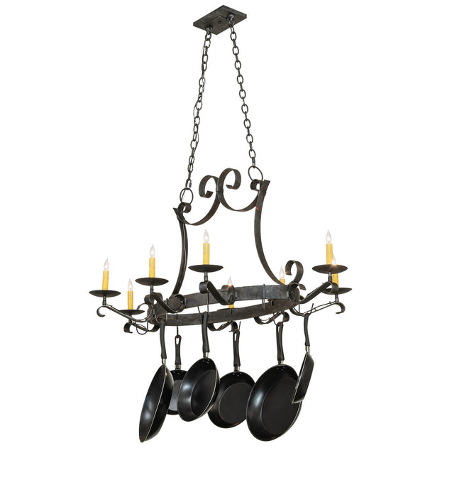 Meyda Tiffany - 188401 - Eight Light Pot Rack - Laramie - Antique Pewter